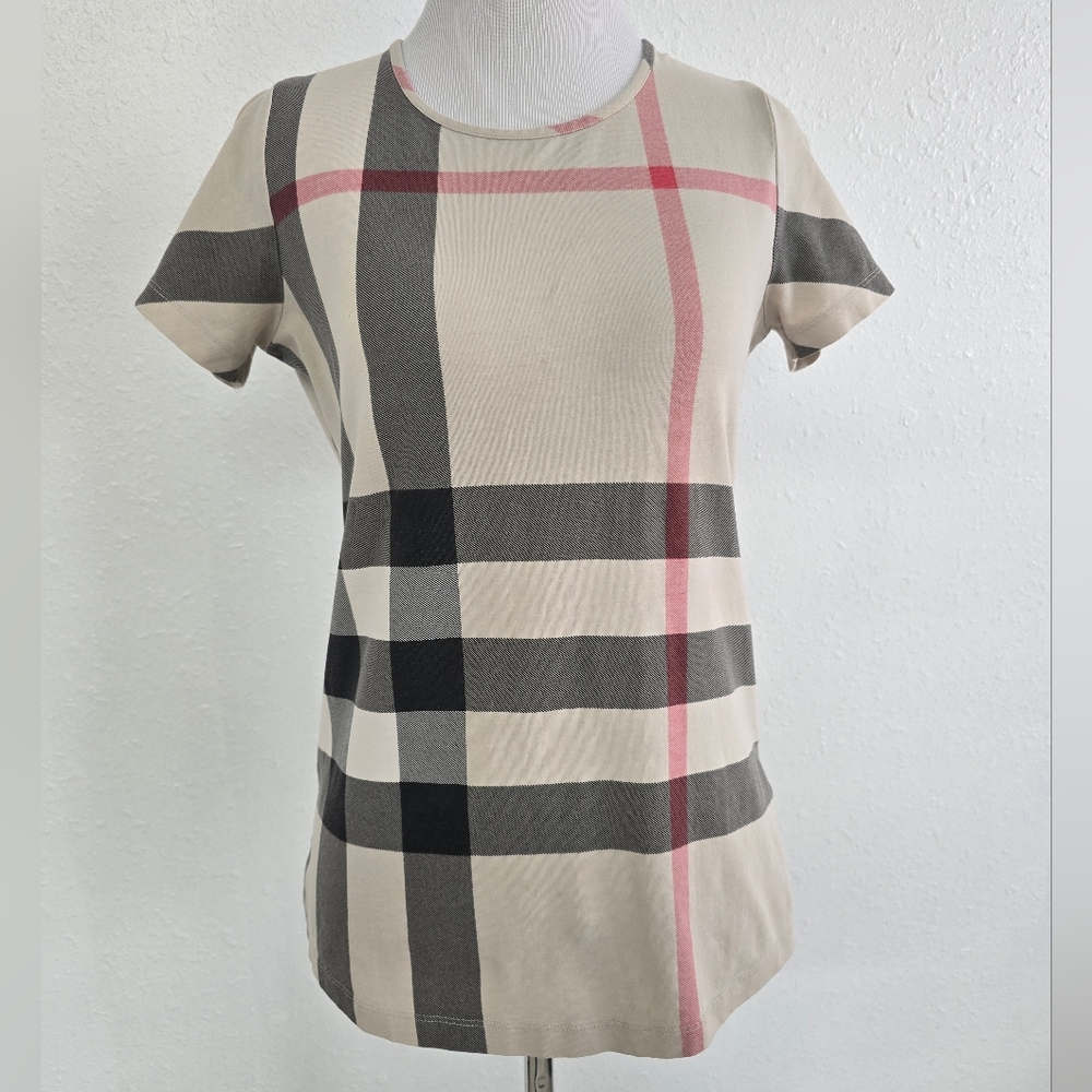 Burberry Brit Nova Check Top Tee Sz Medium - Picture 2 of 9